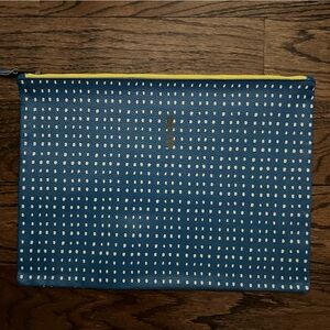 NWOT Blue and white polka dot leather pouch:clutch